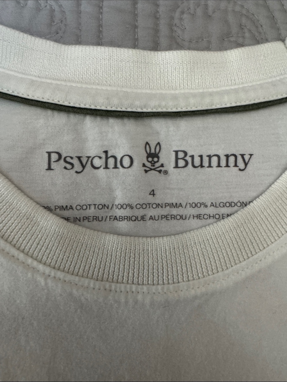 Psycho Bunny White Short-Sleeve Tee with Beige Logo Trim - Picture 2 of 3